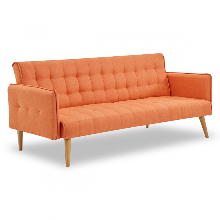 Sarantino 3 Seater Modular Linen Fabric Sofa Bed Couch Armrest Orange image 2