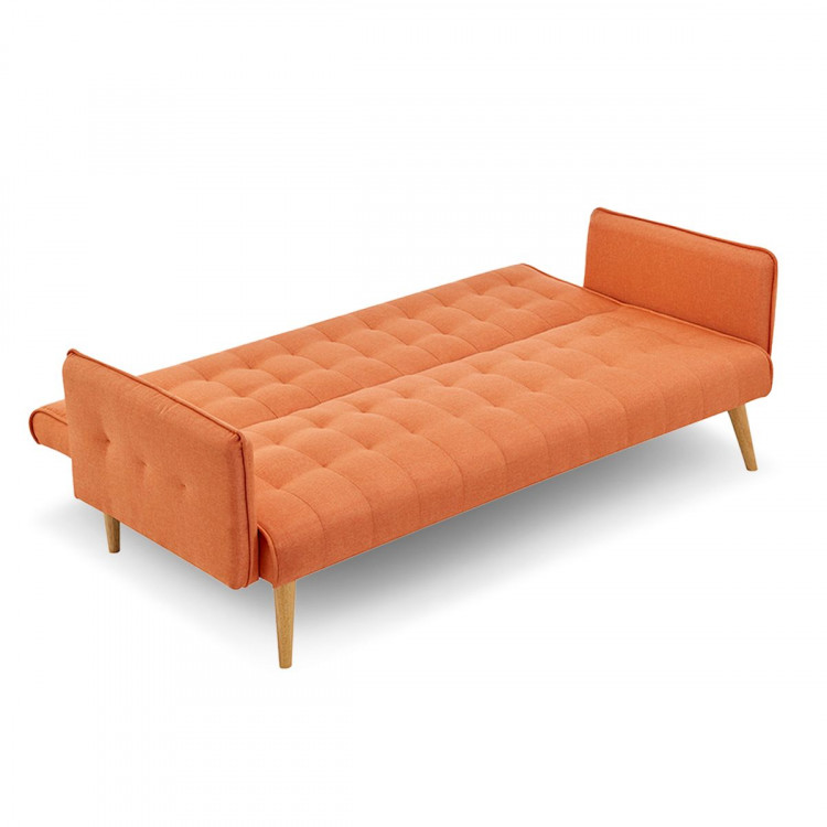 Sarantino 3 Seater Modular Linen Fabric Sofa Bed Couch Armrest Orange image 4