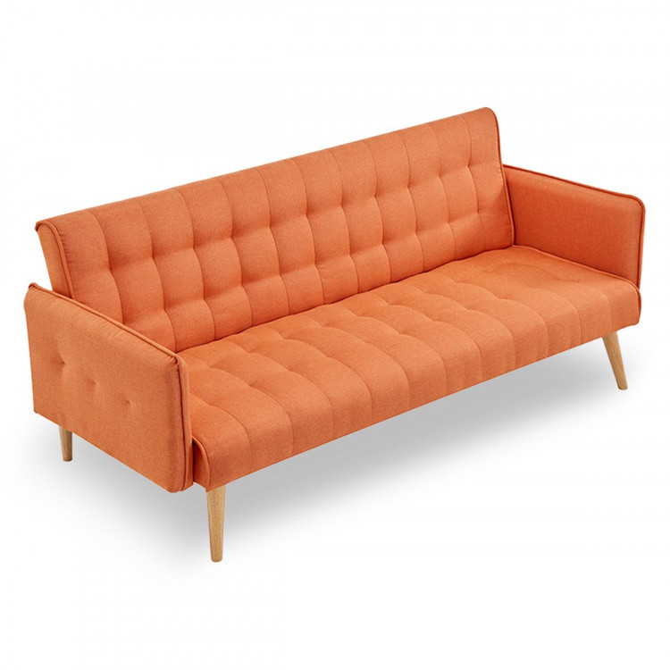 Sarantino 3 Seater Modular Linen Fabric Sofa Bed Couch Armrest Orange image 5
