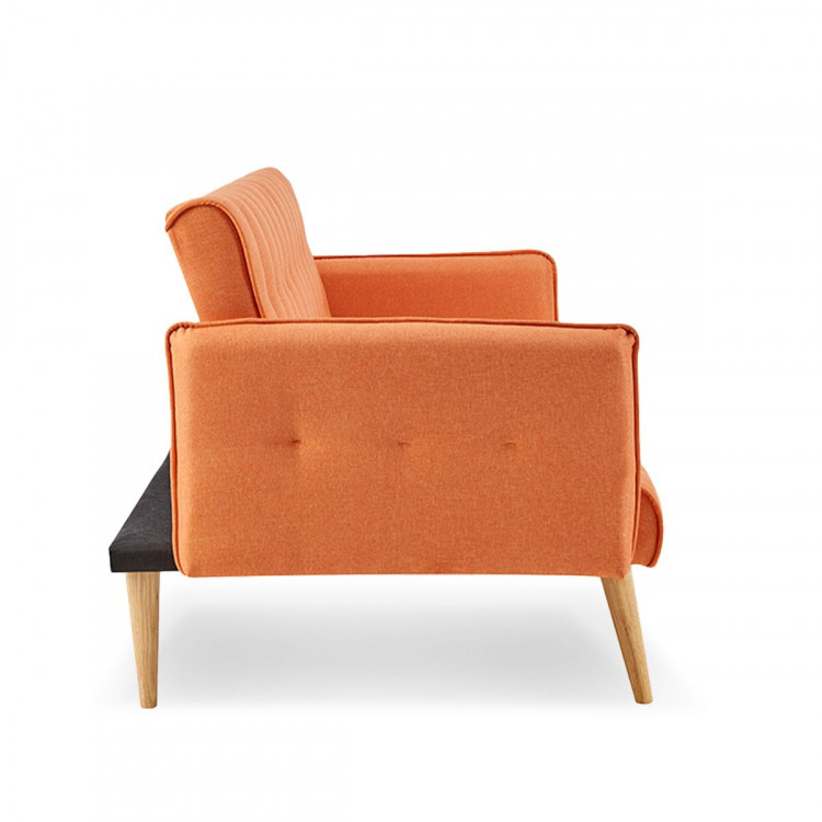 Sarantino 3 Seater Modular Linen Fabric Sofa Bed Couch Armrest Orange image 6