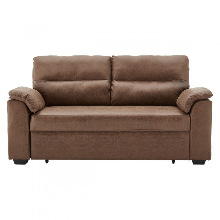 Sarantino Distressed Fabric Sofa Bed Furniture Lounge Suite Brown