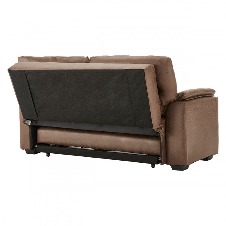 Sarantino Distressed Fabric Sofa Bed Furniture Lounge Suite Brown image 7