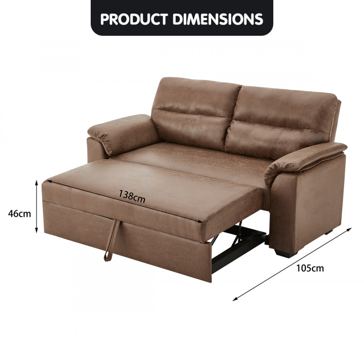Sarantino Distressed Fabric Sofa Bed Furniture Lounge Suite Brown image 10
