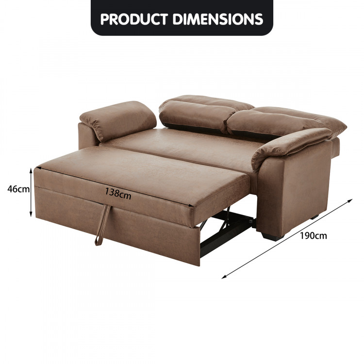 Sarantino Distressed Fabric Sofa Bed Furniture Lounge Suite Brown image 9