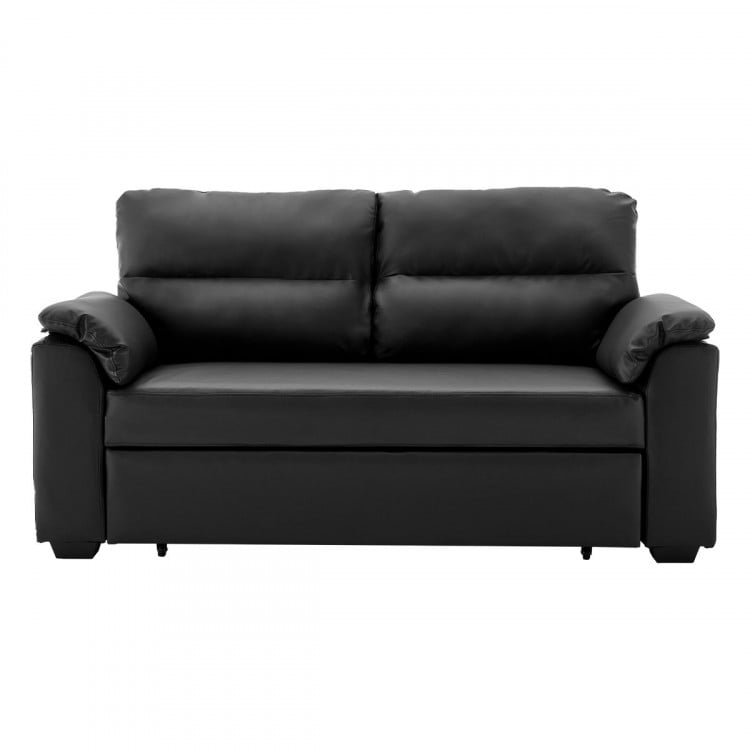 Sarantino Faux Leather Sofa Bed Couch Furniture Lounge Suite Black image 2