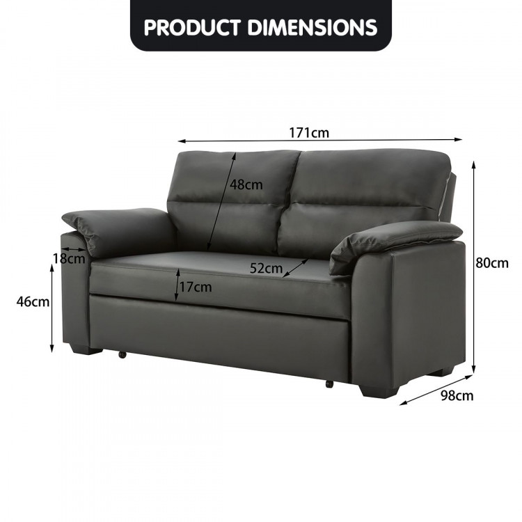 Sarantino Faux Leather Sofa Bed Couch Furniture Lounge Suite Black image 8
