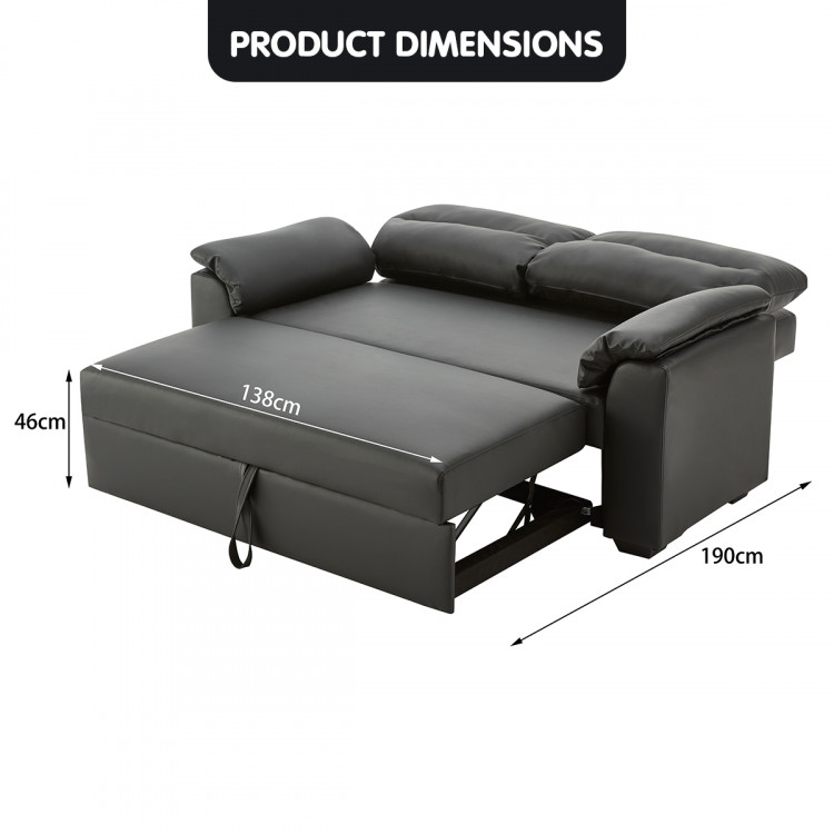 Sarantino Faux Leather Sofa Bed Couch Furniture Lounge Suite Black image 10