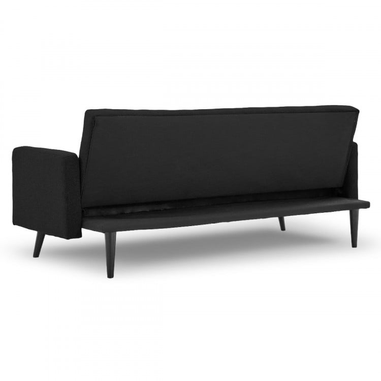 Sarantino 3 Seater Modular Linen Fabric Bed Sofa  Couch Armrest Black image 8