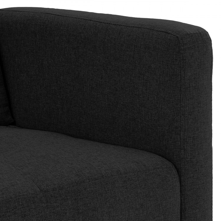 Sarantino 3 Seater Modular Linen Fabric Bed Sofa  Couch Armrest Black image 12