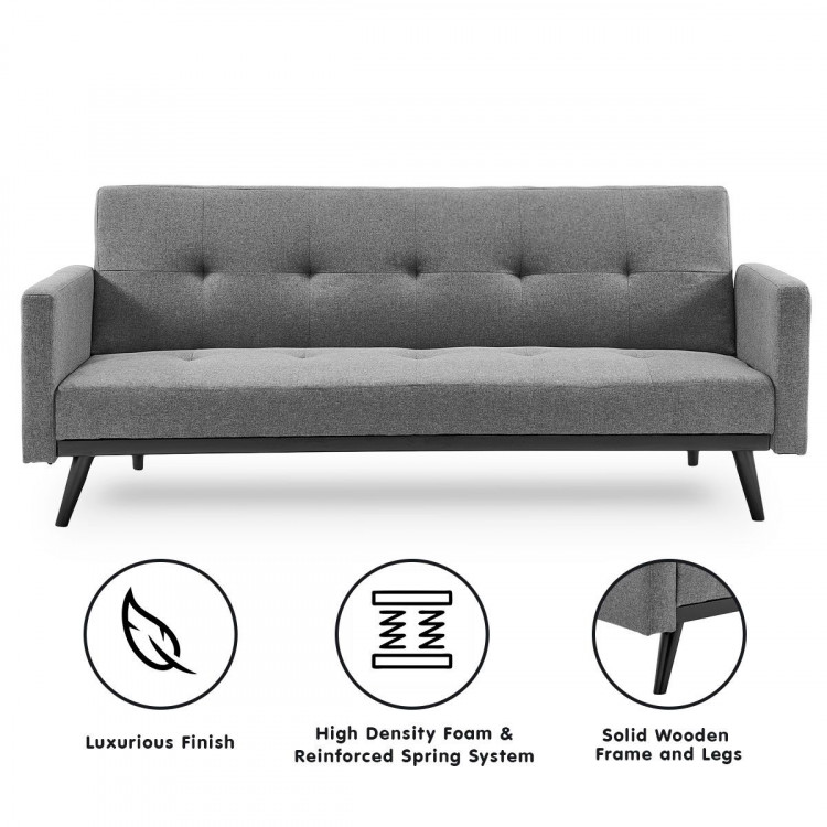Sarantino 3 Seater Modular Linen Fabric  Bed Sofa Armrest Light Grey image 3
