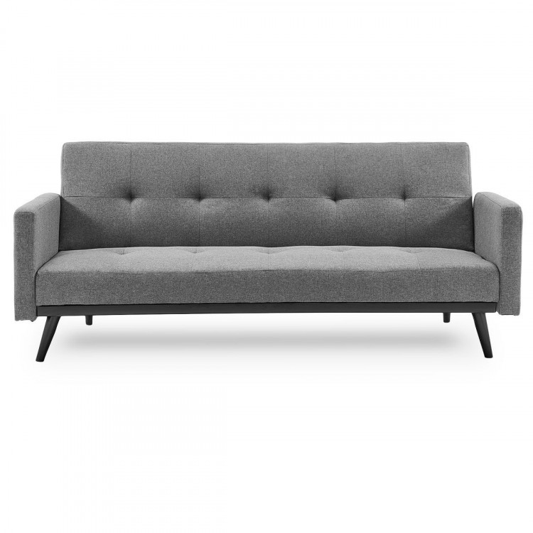 Sarantino 3 Seater Modular Linen Fabric  Bed Sofa Armrest Light Grey