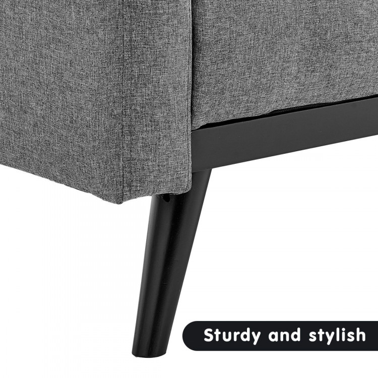 Sarantino 3 Seater Modular Linen Fabric  Bed Sofa Armrest Light Grey image 11