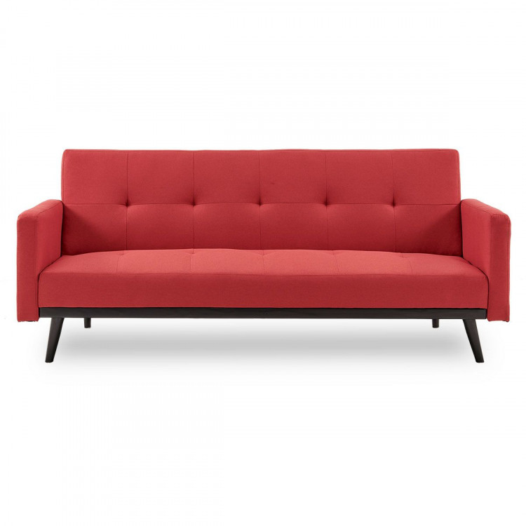 Sarantino 3 Seater Modular Linen Fabric  Bed Sofa Armrest Red