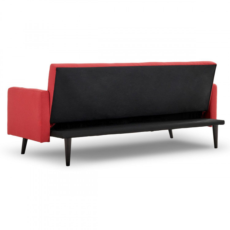 Sarantino 3 Seater Modular Linen Fabric  Bed Sofa Armrest Red image 8