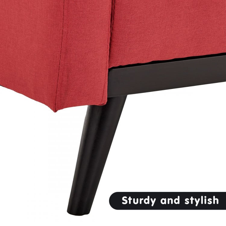 Sarantino 3 Seater Modular Linen Fabric  Bed Sofa Armrest Red image 12