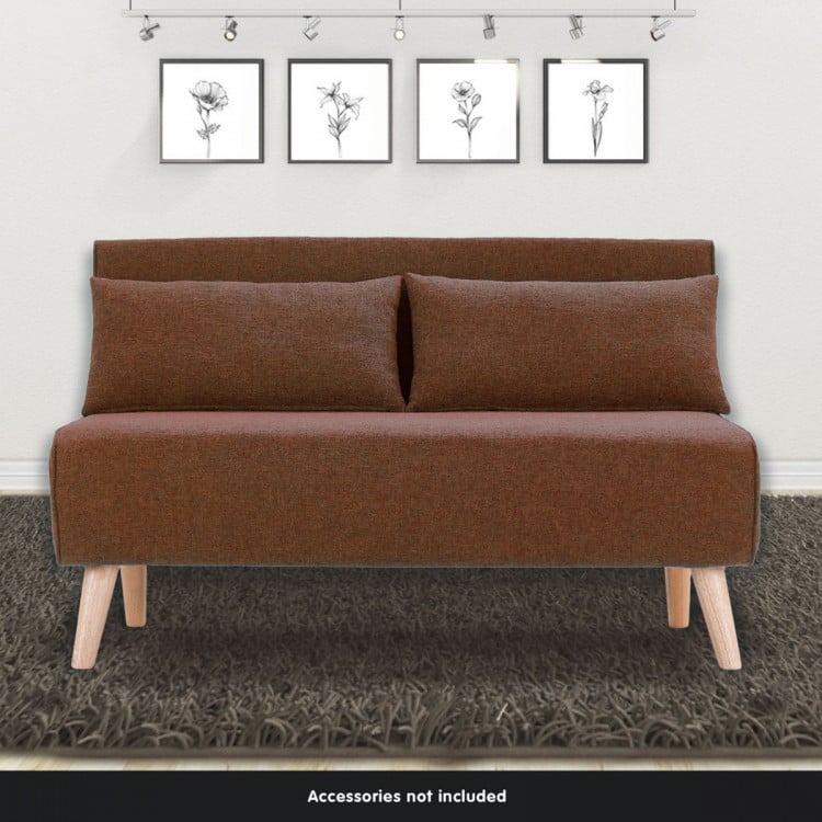 Adjustable Corner Sofa 2-Seater Lounge Linen Bed Seat - Brown image 3