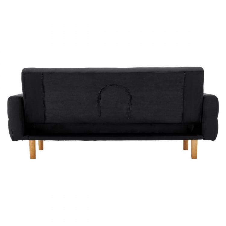 Sarantino 3 Seater Linen Fabric Sofa Bed Couch Armrest Futon Black image 7