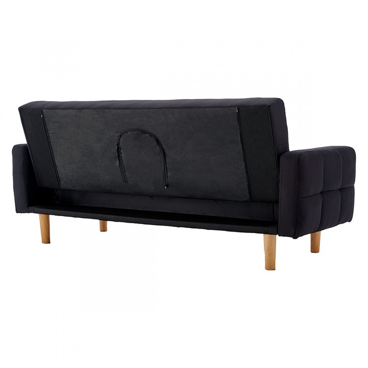 Sarantino 3 Seater Linen Fabric Sofa Bed Couch Armrest Futon Black image 8