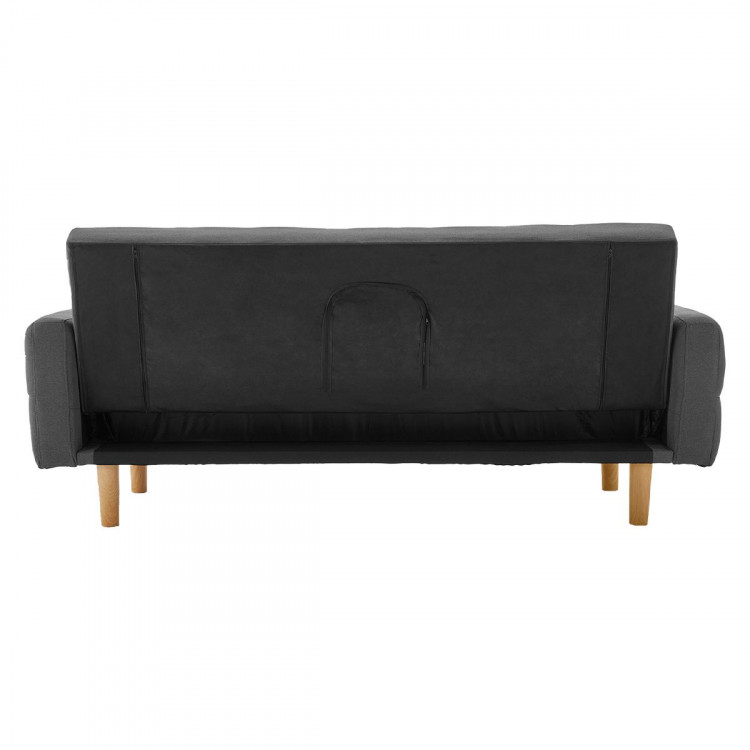 Sarantino 3 Seater Linen Fabric  Bed Sofa Armrest Futon Dark Grey image 8
