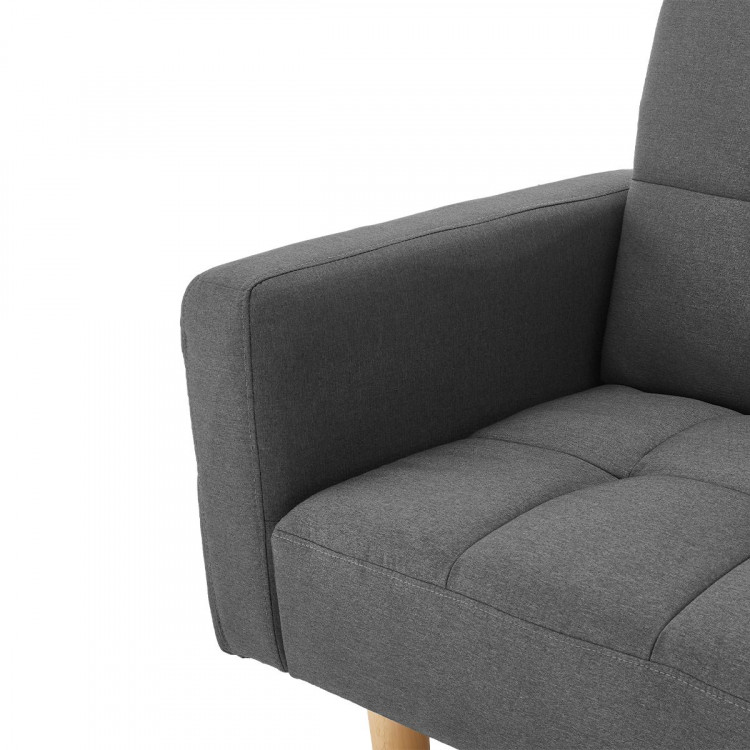 Sarantino 3 Seater Linen Fabric  Bed Sofa Armrest Futon Dark Grey image 12