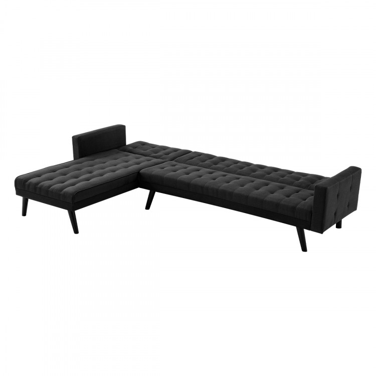 Sarantino 3-Seater Corner Wooden Sofa Bed Lounge Chaise Sofa Black image 6