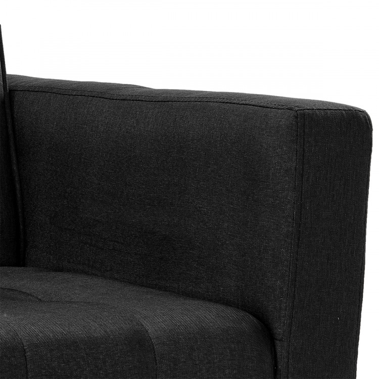 Sarantino 3-Seater Corner Wooden Sofa Bed Lounge Chaise Sofa Black image 9