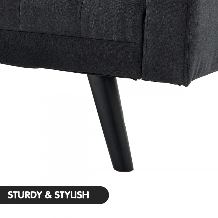 Sarantino 3-Seater Corner Wooden Sofa Bed Lounge Chaise Sofa Black image 10