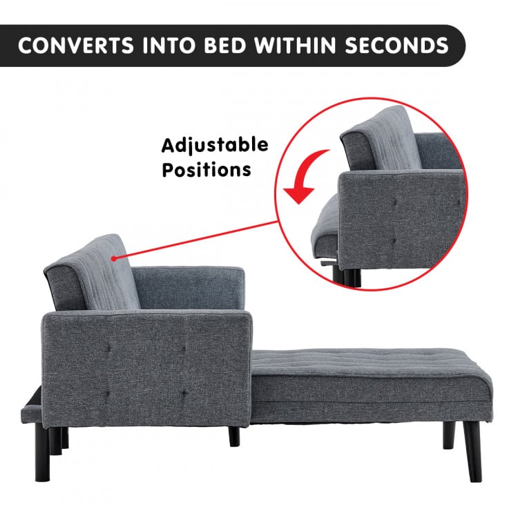 Sarantino 3-Seater Corner Wooden Sofa Bed Lounge Chaise Sofa Grey image 4