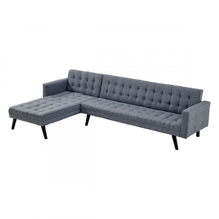 Sarantino 3-Seater Corner Wooden Sofa Bed Lounge Chaise Sofa Grey image 7