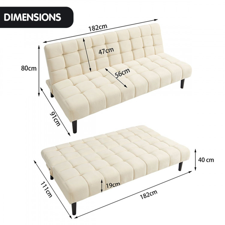 Sarantino Faux Suede Fabric Sofa Bed Furniture Lounge Seat Beige image 10