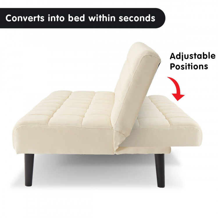 Sarantino Faux Suede Fabric Sofa Bed Furniture Lounge Seat Beige image 4