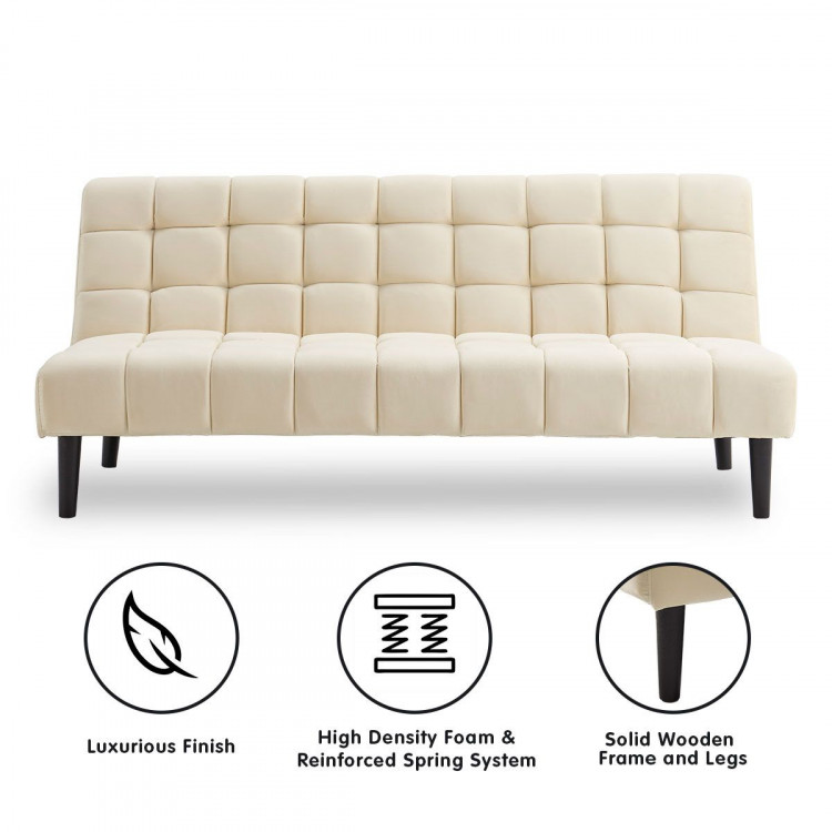 Sarantino Faux Suede Fabric Sofa Bed Furniture Lounge Seat Beige image 3