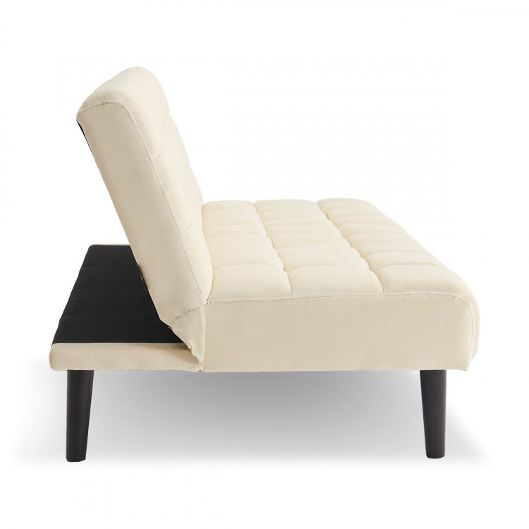 Sarantino Faux Suede Fabric Sofa Bed Furniture Lounge Seat Beige image 7