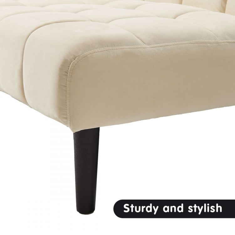 Sarantino Faux Suede Fabric Sofa Bed Furniture Lounge Seat Beige image 12