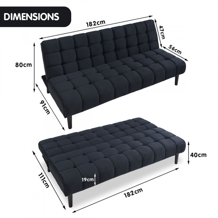 Sarantino Faux Suede Fabric Sofa Bed Furniture Lounge Seat Black image 10