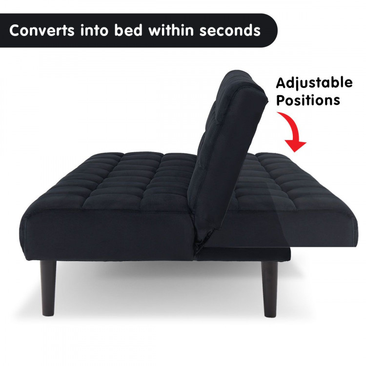 Sarantino Faux Suede Fabric Sofa Bed Furniture Lounge Seat Black image 4