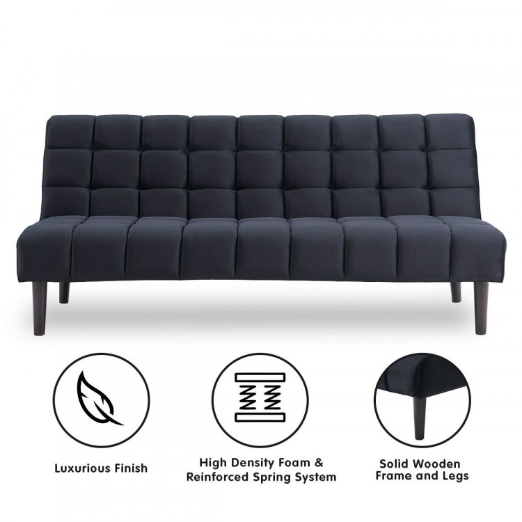 Sarantino Faux Suede Fabric Sofa Bed Furniture Lounge Seat Black image 3