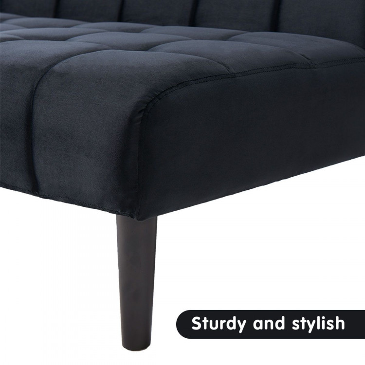 Sarantino Faux Suede Fabric Sofa Bed Furniture Lounge Seat Black image 11