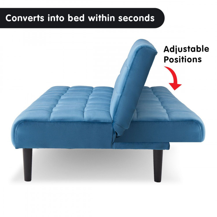 Sarantino Faux Suede Fabric Sofa Bed Furniture Lounge Seat Blue image 5