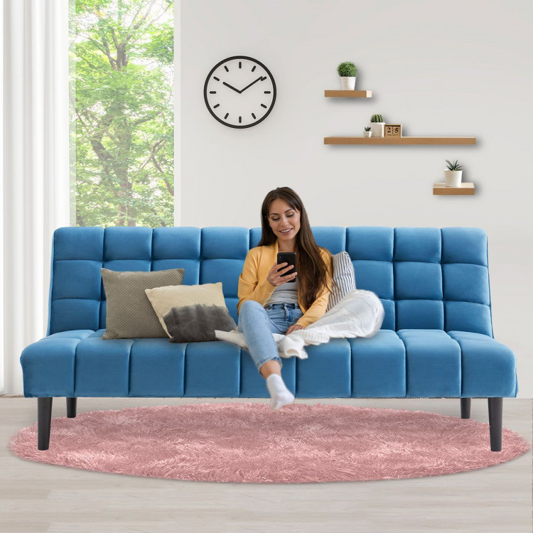 Sarantino Faux Suede Fabric Sofa Bed Furniture Lounge Seat Blue image 3