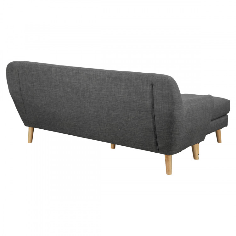 Linen Corner Sofa Couch Lounge L-shaped with Chaise - Dark Grey image 6
