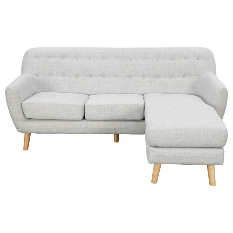 Linen Corner Sofa Couch Lounge L-shaped with Left Chaise - Light Grey