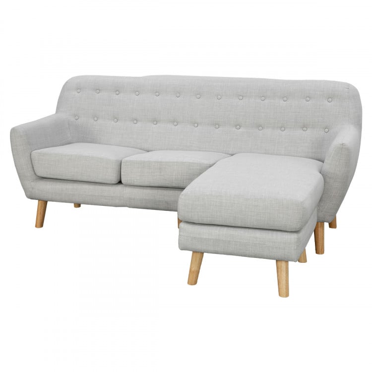 Linen Corner Sofa Couch Lounge L-shaped with Left Chaise - Light Grey image 3