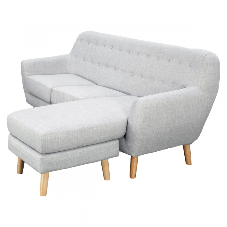 Linen Corner Sofa Couch Lounge L-shaped with Left Chaise - Light Grey image 6