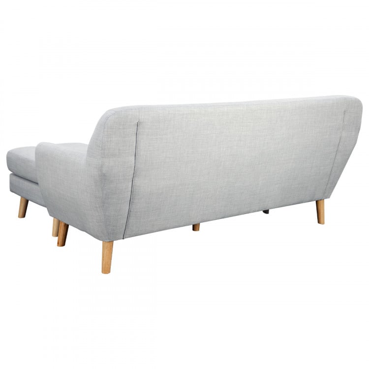 Linen Corner Sofa Couch Lounge L-shaped with Left Chaise - Light Grey image 5