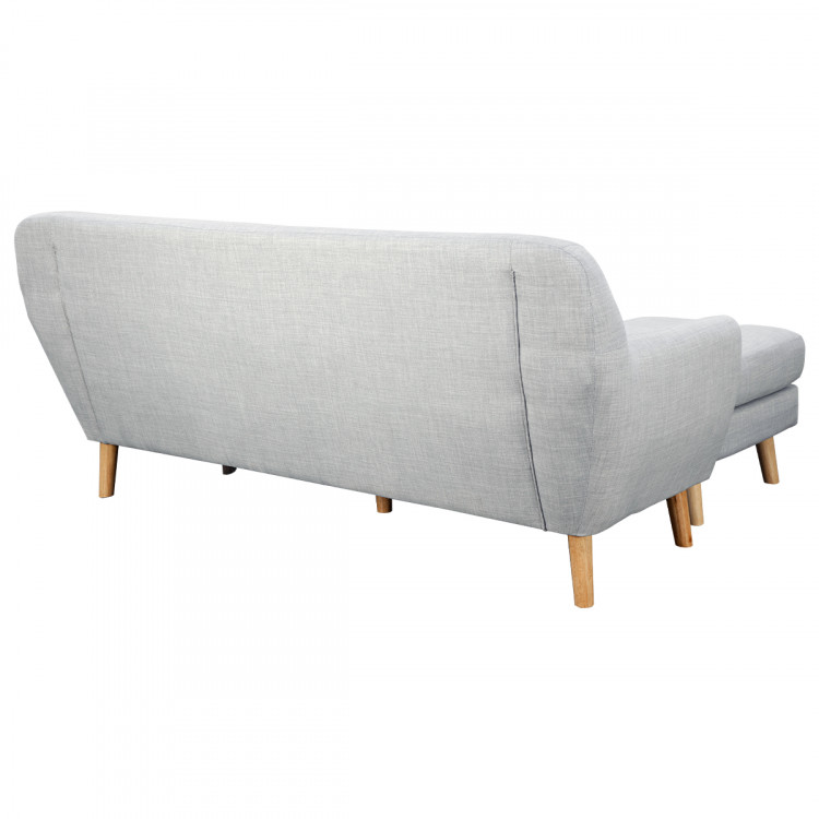 Sarantino Linen Corner Sofa Couch Lounge L-shaped w/ Chaise Light Grey image 5