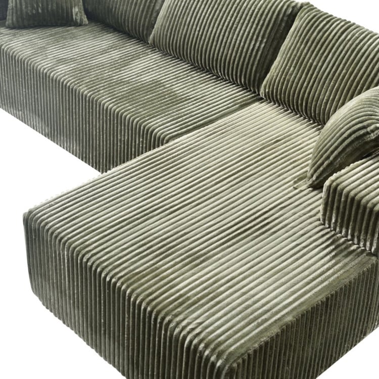 Sarantino Soffia 2.75m Green Corduroy Corner Sofa with Chaise L-Shape Sectional Couch 3 Seater Lounge Sofa in a Box image 15
