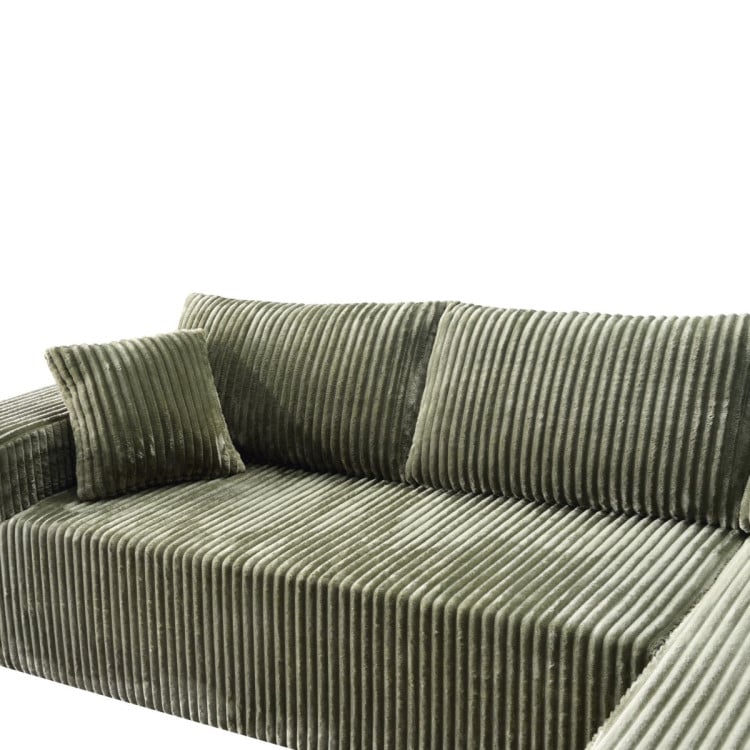 Sarantino Soffia 2.75m Green Corduroy Corner Sofa with Chaise L-Shape Sectional Couch 3 Seater Lounge Sofa in a Box image 17