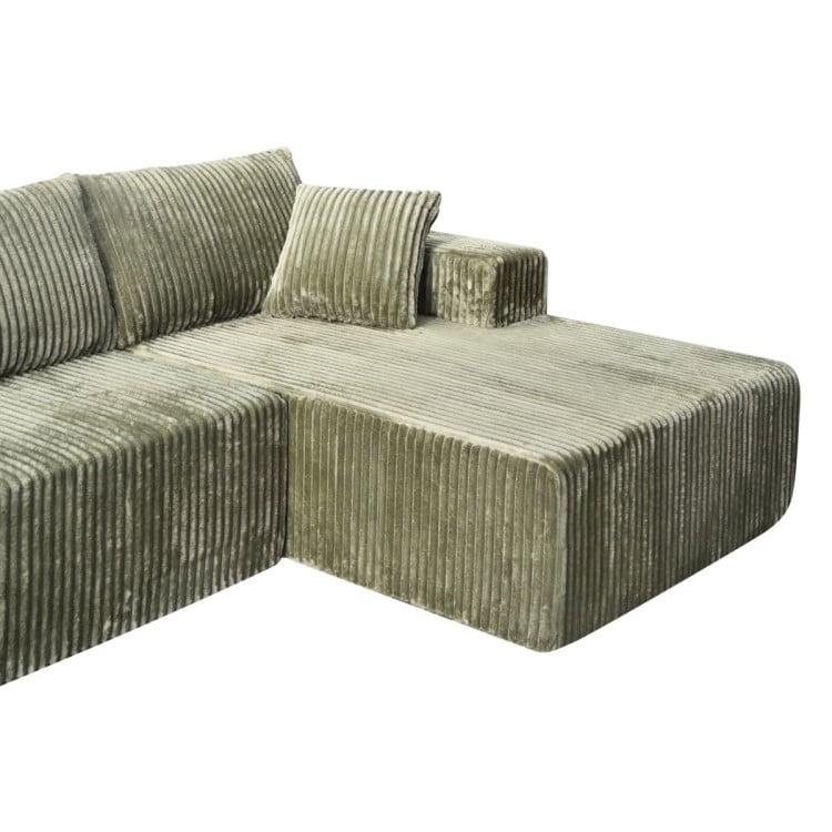 Sarantino Soffia 2.75m Green Corduroy Corner Sofa with Chaise L-Shape Sectional Couch 3 Seater Lounge Sofa in a Box image 19