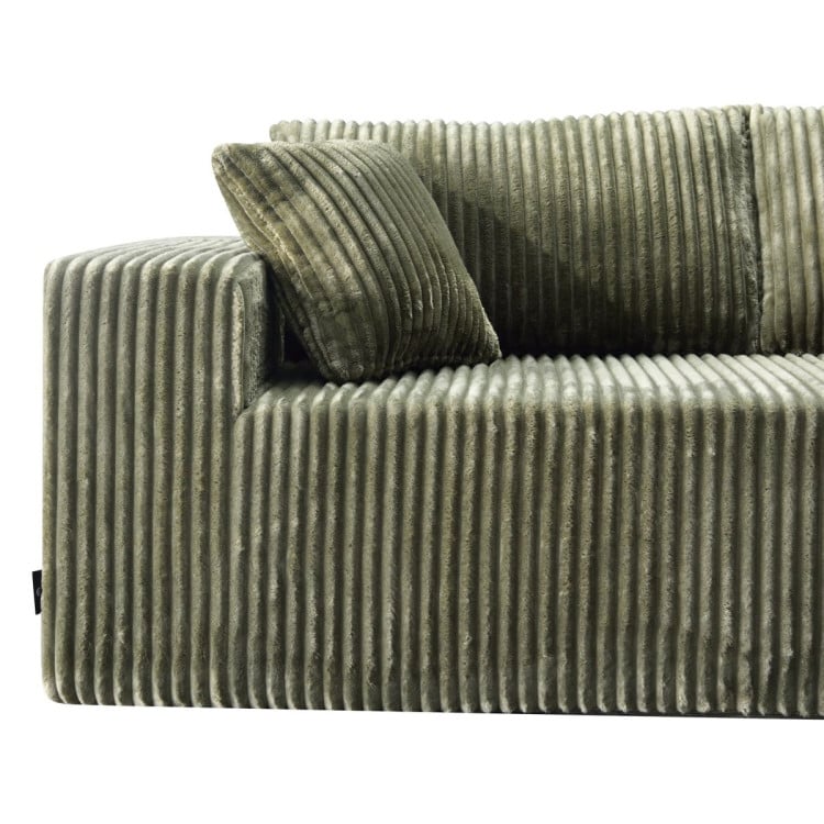 Sarantino Soffia 2.75m Green Corduroy Corner Sofa with Chaise L-Shape Sectional Couch 3 Seater Lounge Sofa in a Box image 20